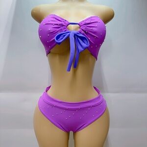 Elegant Purple Bikini/Pole Wear with Bow Accent